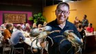 Jimmy Shu with mud crab in his excellent Darwin restaurant, Hanuman.