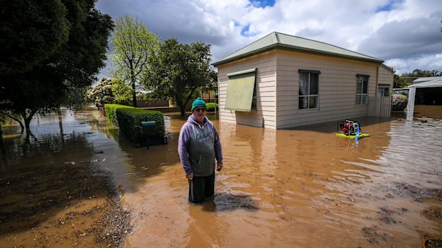 Brian Mulcahy at his home in Rochester, which was inundated by floodwaters in October 2022.