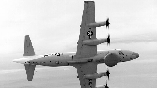 A US navy EP-3E surveillance plane, similar to the one that collided with a Chinese fighter jet on April 1, 2001. 
