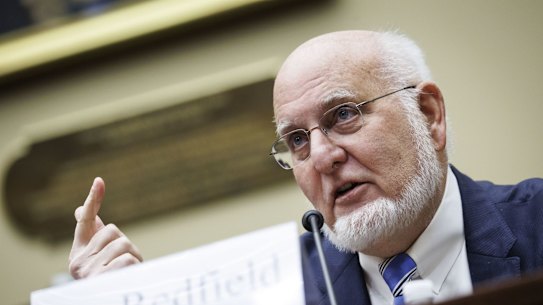 Robert Redfield, former director of the Centers for Disease Control and Prevention (CDC), speaks during a US House select subcommittee on the coronavirus pandemic hearing in Washington on March 8.