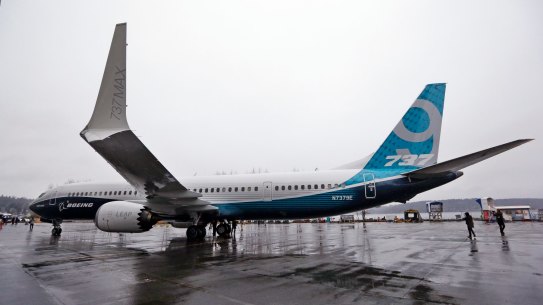 A Boeing 737 MAX 9, with the "AT winglets" being made at the company's factory in Melbourne.  
