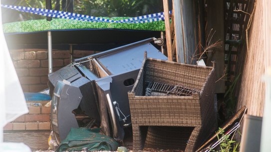 Some of the items fell more than two metres as the balcony collapsed.