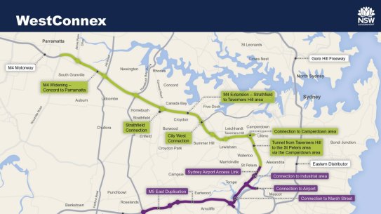 Westconnex route. The Duck River viaduct is in Granville.
