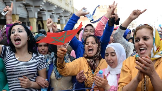 Moroccans call for gender equality on International Women's Day in Rabat in 2017.