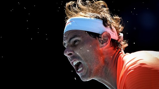 Rafael Nadal  pictured on day two of the Australian Open this year. 