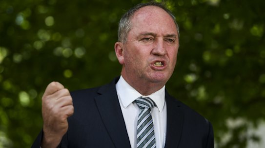 Former Deputy Prime Minister Barnaby Joyce speaks to the media during a press conference at Parliament House in Canberra, Monday, February 18,  2019. (AAP Image/Lukas Coch) NO ARCHIVING