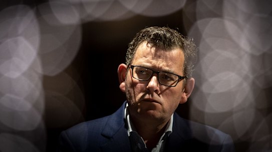 Premier Daniel Andrews speaks to the media on Friday at his 99th consecutive press conference.