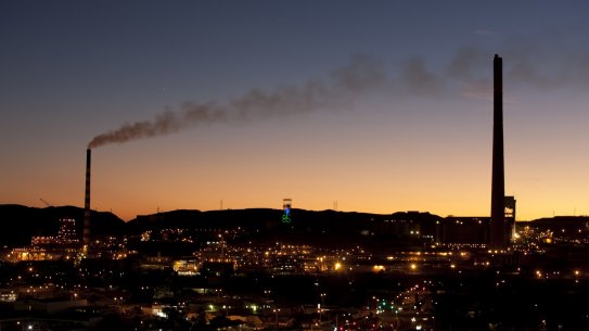 Lead and copper smelters dominate the skyline of Mount Isa.