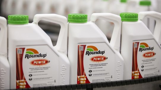 Bottles of Roundup at a manufacturing facility in Europe.