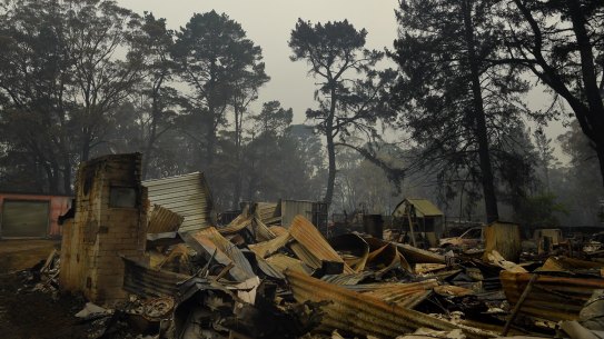 A home at Wingello in the Southern Highlands destroyed by fire on Saturday 