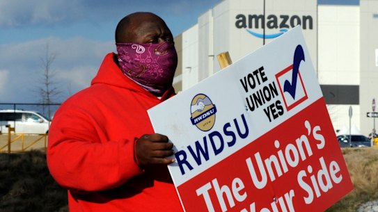 The union push could spread to other parts of Amazon and threaten the company’s profits, which soared 84 per cent last year to $US21 billion. 
