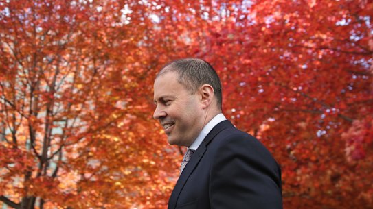 Minister for Environment and Energy Josh Frydenberg addresses the media during a doorstop interview at Parliament House in Canberra on Monday 21 May 2018. fedpol Photo: Alex Ellinghausen