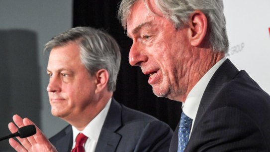 Brian Hartzer, Managing Director and CEO of Westpac with Chairman Lindsay Maxsted. Shareholders revolt 