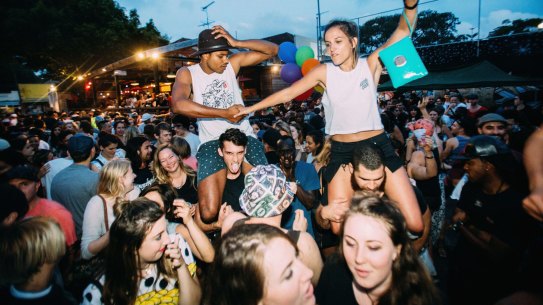 Crowds party at One Day Sundays at the Vic Hotel in Enmore on Australia Day, 2014.