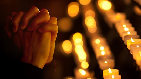 CREDIT: TRIBUNE LIFE RELIGION -FGENDER DA 3000 x 2288 Color JPEG According to new data released by Pew Research Center, women around the globe are more likely to be religious than men, especially among Christians. (Fotolia) Generic female hands clasped praying Religion candles