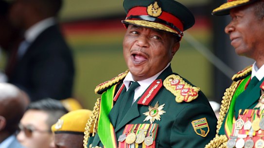 Army General Constantino Chiwenga smiles during the presidential inauguration ceremony in Harare, in 2017. 