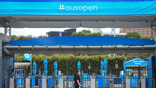 Australian Open 2021.Day 6. Generic pics of the tennis centre with no crowd because of the stage 4 lockdown in Victoria. 13 February 2021. The Age Sport. Photo: Eddie Jim.