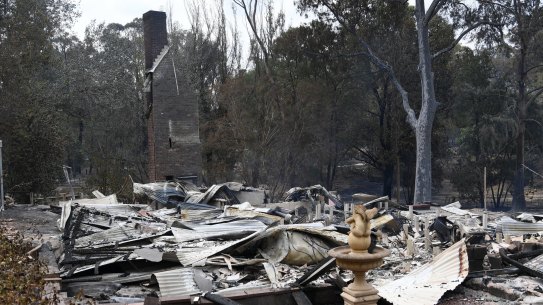 A burnt-out house in Sarsfield, East Gippsland.
