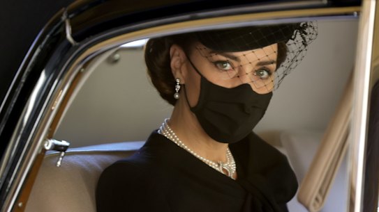 Catherine, the Duchess of Cambridge,  during the funeral of Prince Philip at Windsor Castle. 