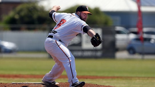 Canberra Cavalry pitcher Frank Gailey. 