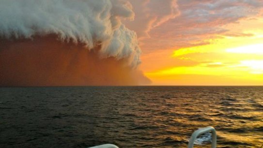 The 'red wave' dust storm off the coast of Western Australia in 2013.