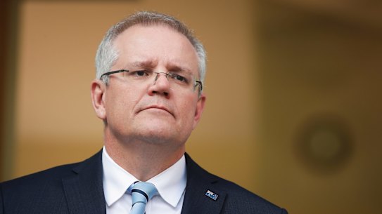 Prime Minister Scott Morrison addresses the media on appointments in his ministry, during a press conference in the Prime Minister's courtyard at Parliament House in Canberra on  Sunday 26 August 2018. fedpol Photo: Alex Ellinghausen