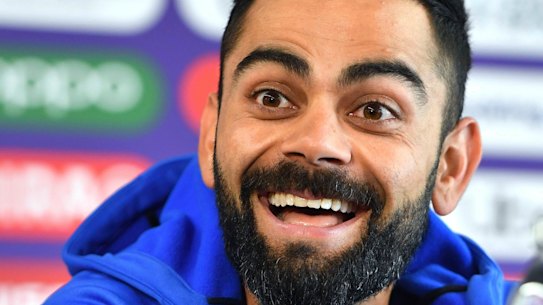 No worries: Virat Kohli speaks to the media ahead of the semi-final.