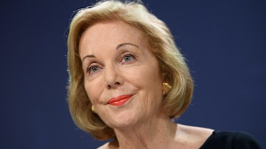ABC Chair Designate Ita Buttrose speaks during a press conference with Prime Minister Scott Morrison 