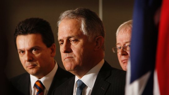 Former prime minister Malcolm Turnbull, pictured with Nick Xenophon in 2009, suggests the former senator is being employed by Huawei for more than just his legal expertise. 