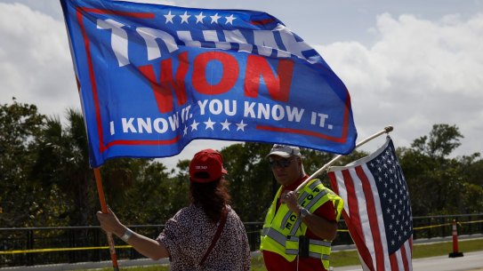 Trump supporters outside Mar-a-Lago on Friday.