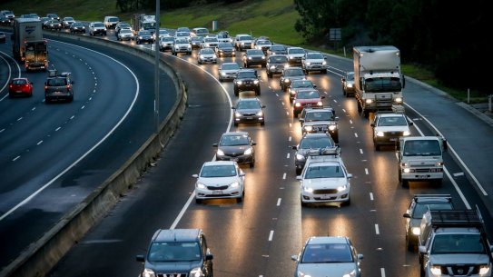 Morning traffic on the Eastern Freeway.