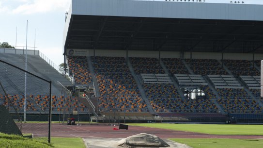 The huge stands at the Queensland Sports and Athletics Centre went virtually unused in 2013-14.