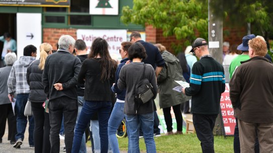 Voting in the seat of Burwood at the 2018 election.