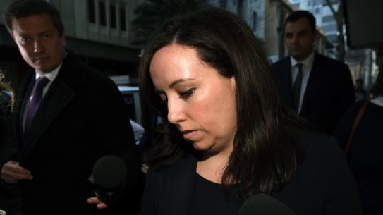 Kaila Murnain leaves The NSW Independent Commission Against Corruption (ICAC) public inquiry into allegations concerning political donations in Sydney, Wednesday, August 28, 2019. (AAP Image/Joel Carrett) NO ARCHIVING