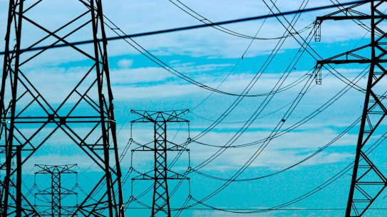 Power lines criss-cross in Sydney.