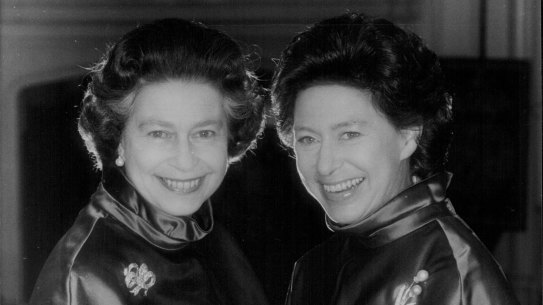 Princess Margaret, right, celebrates her 50th birthday on August 21, 1980 with Queen Elizabeth II.