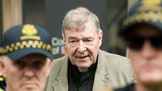 Cardinal George Pell leaving the County Court, where was found guilty of historical child sex offences.