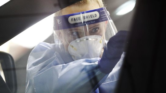 A COVID-19 testing site in Melbourne.