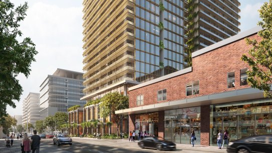 The two buildings would tower over the Zoo, which is in the building in the foreground. 