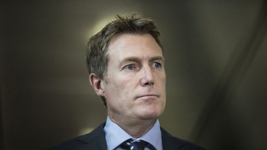 Attorney General Christian Porter speaks to the media at Parliament House in Canberra on February 21, 2019. fedpol Photo: Dominic Lorrimer 