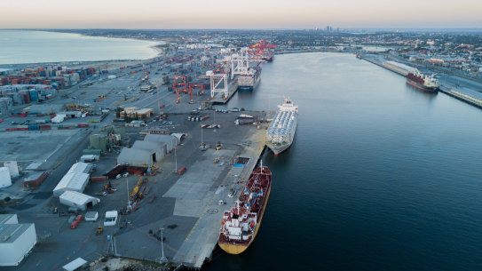 Harbour views of Fremantle Port.