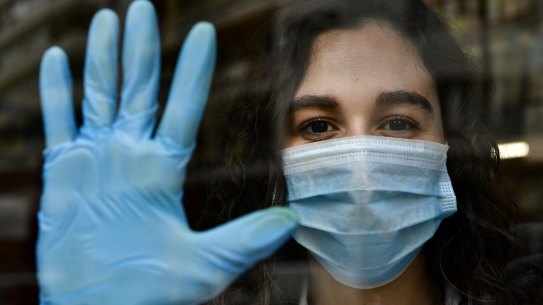 Chemist Amaya Pascual poses for a photograph in her pharmacy in Pamplona, northern Spain.