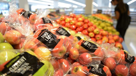 Supermarkets selling loose produce for more than plastic-wrapped items.