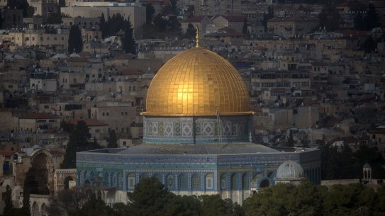 The Dome of the Rock at the Al-Aqsa mosque.