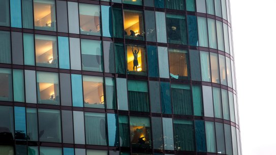 Quarantined travellers detained in Crown Promenade in April.