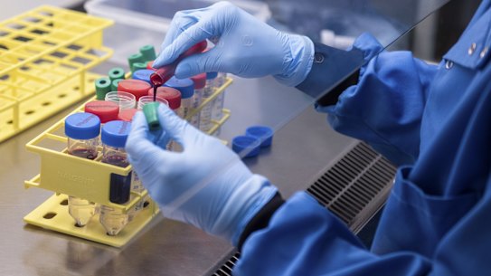 Blood samples from coronavirus vaccine trials at the Jenner Institute in Oxford.