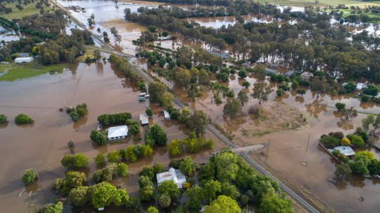 Flooding in Forbes NSW in November 2022. Record floods destroyed crops and wiped out roads critical for harvest.