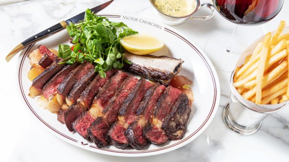 Cote de boeuf for two served at Victor Churchill in Melbourne.