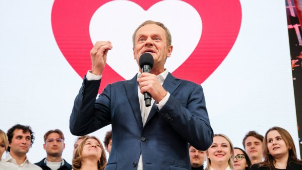 Donald Tusk, former EU president, declares victory in Poland election