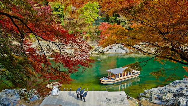 The Hoshinoya Resort, which is only accessible via a 15-minute boat-ride down the Oi River.